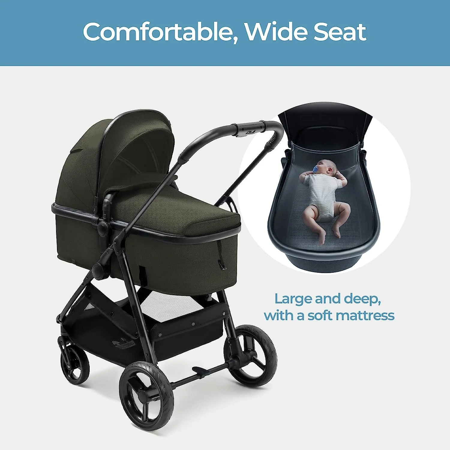 Umwandelbarer Kinderwagen mit Stubenwagen-Modus – faltbarer Kinderwagen, um als Familie mehr zu erkunden – Kleinkind-Kinderwagen mit umkehrbarem Kinderwagensitz