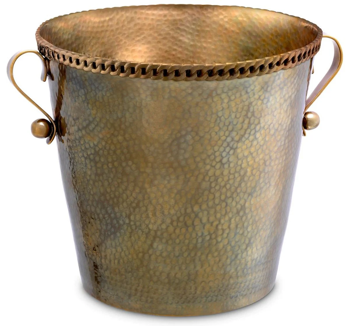 Luxus Weinkühler mit 2 Tragegriffen Vintage Messing Ø 25,5 x H. 23,5 cm - Champagnerkühler - Sektkühler - Gastronomie Accessoires - Restaurant Accessoires - Hotel Accessoires