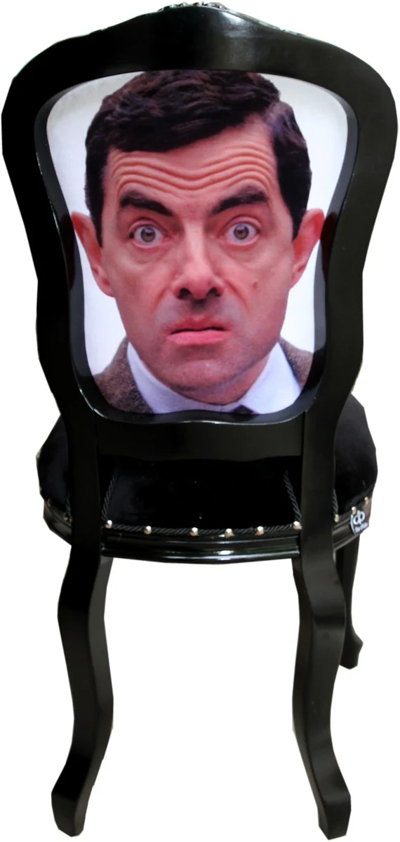 Baroque Luxury Dining Room Chair Caricature Design / Black - Designer Chair - Design Furniture