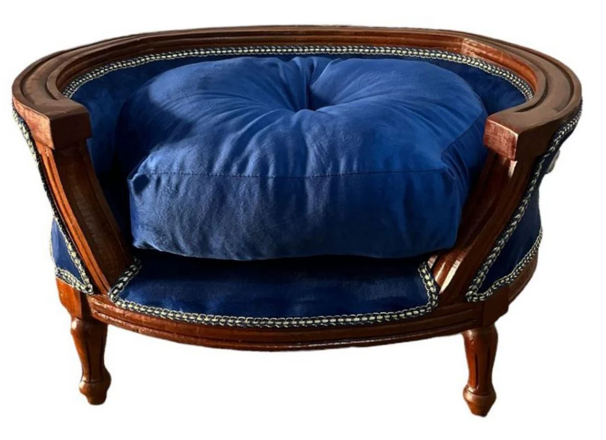 Baroque dog bed & cat bed with pillows royal blue / brown - Handmade dog & cat sofa in baroque style - Baroque dog & cat furniture - Baroque animal furniture