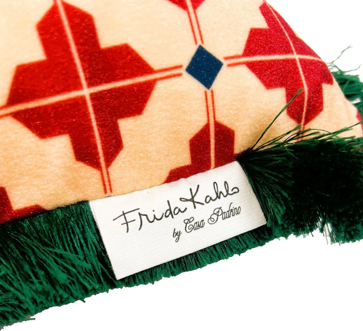 Frida Kahlo by Luxury decorative cushion with rhinestones red / colorful