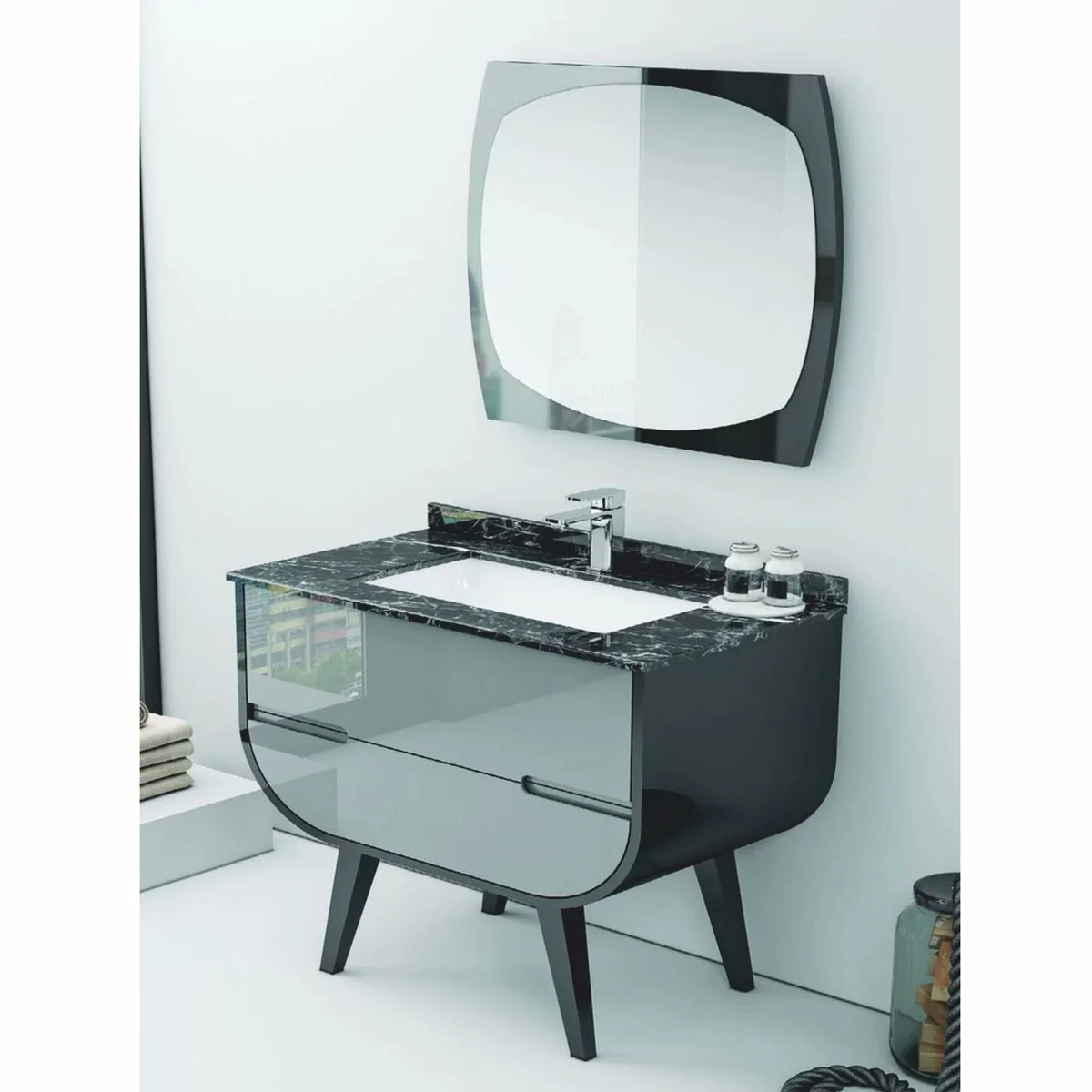 Luxury bathroom set black / light gray 80 cm - Hotel & Bathroom Inerior