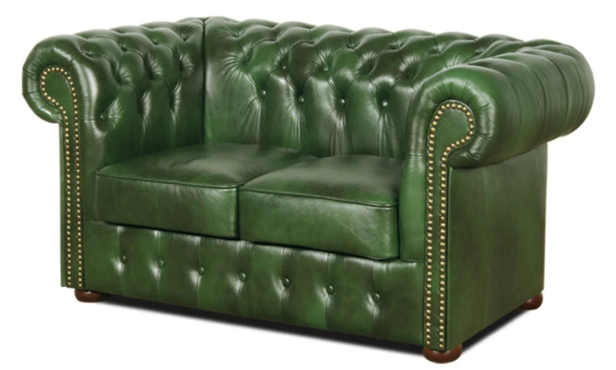 Chesterfield genuine leather 2-seater sofa green 160 x 90 x H. 78 cm - luxury collection
