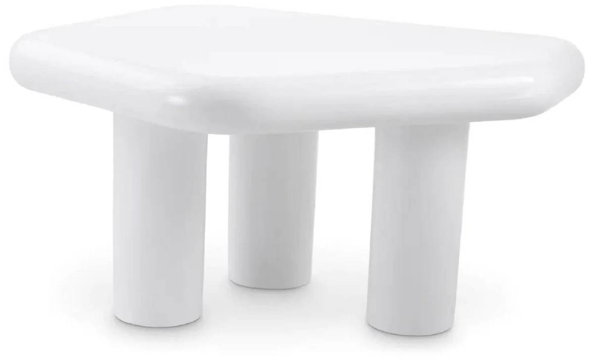 Luxury fiberglass side table high gloss white 85 x 62.5 x H. 41.5 cm - Fiberglass table - Living room furniture - Hotel furniture - Luxury furniture - Fiberglass furniture