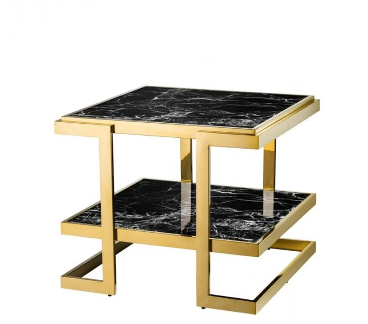 Luxury Art Deco designer side table gold with black faux marble - luxury collection