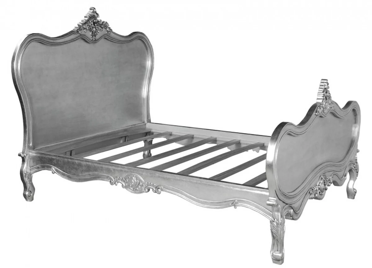 Baroque bed Maison Paris silver 180 x 200 cm from the luxury collection by Casa Padrino