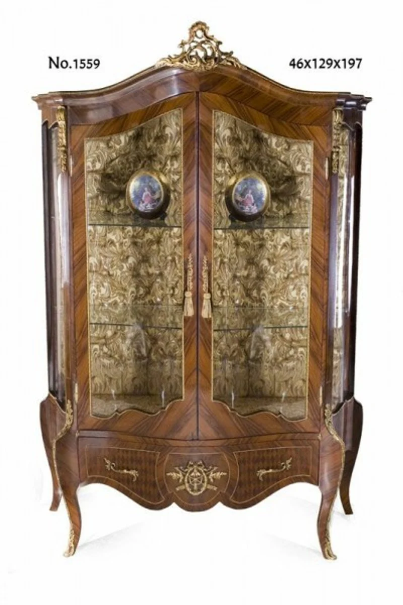 Baroque display cabinet brown - living room furniture display cabinet