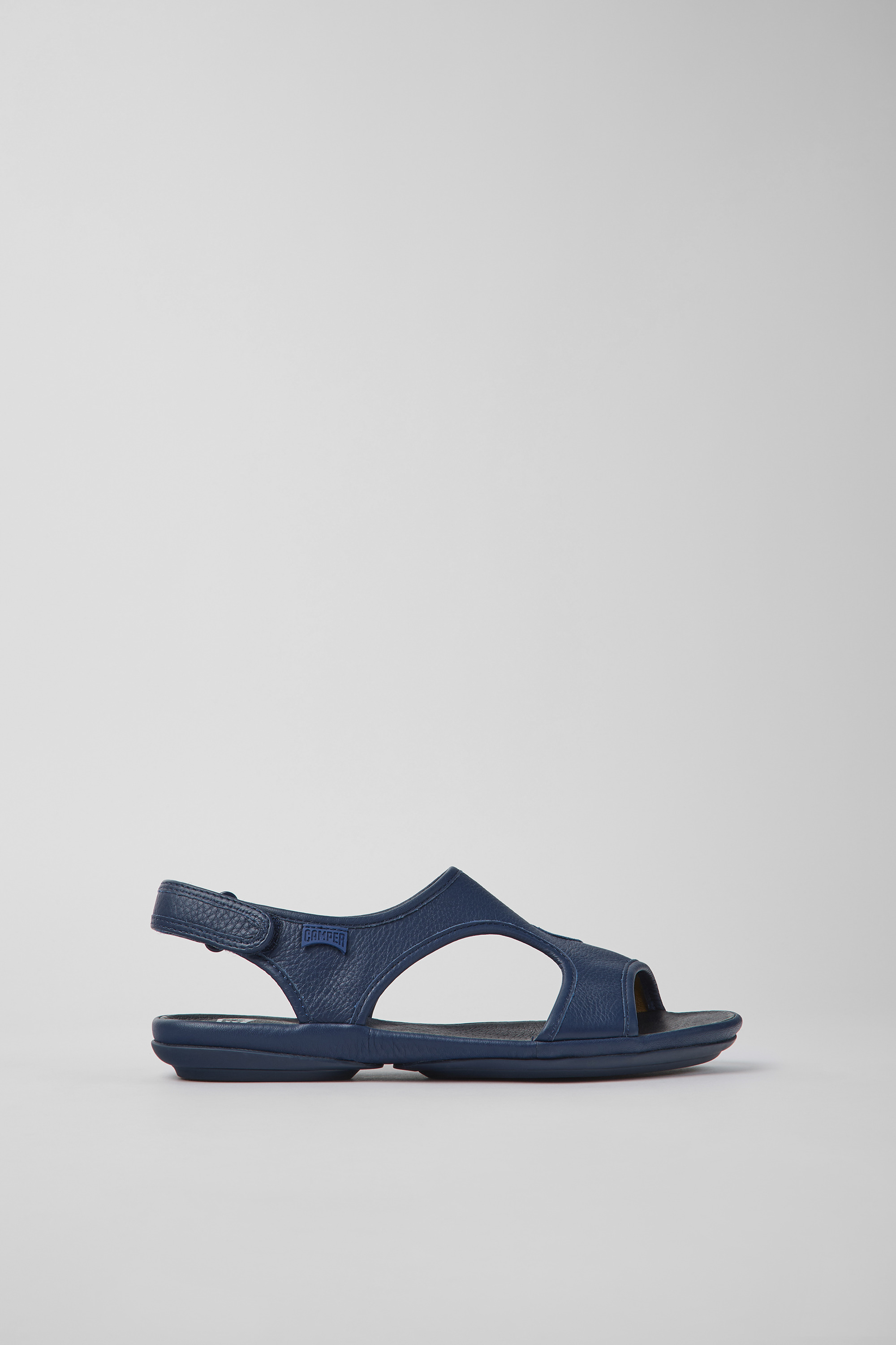 Rechts - Dunkelblaue Leder Sandalen für Damen