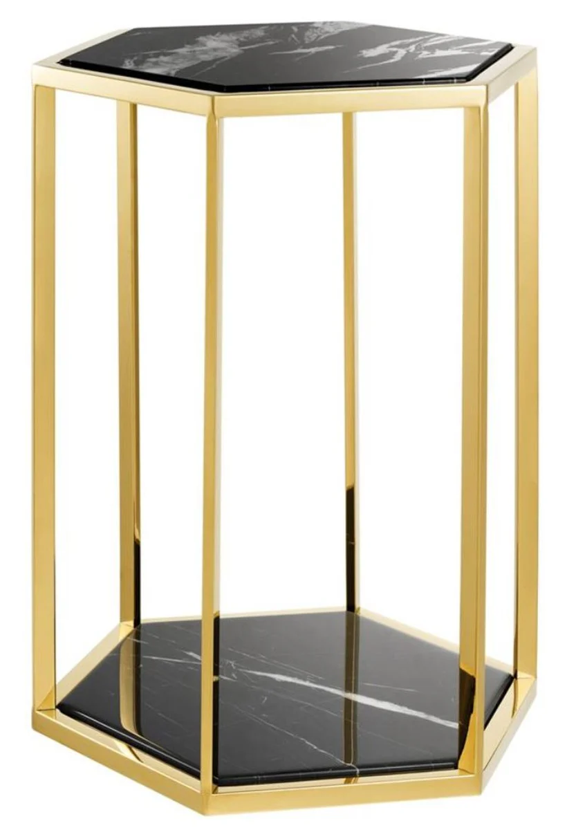 Luxury side table set of 2 in gold with black marble - luxury quality