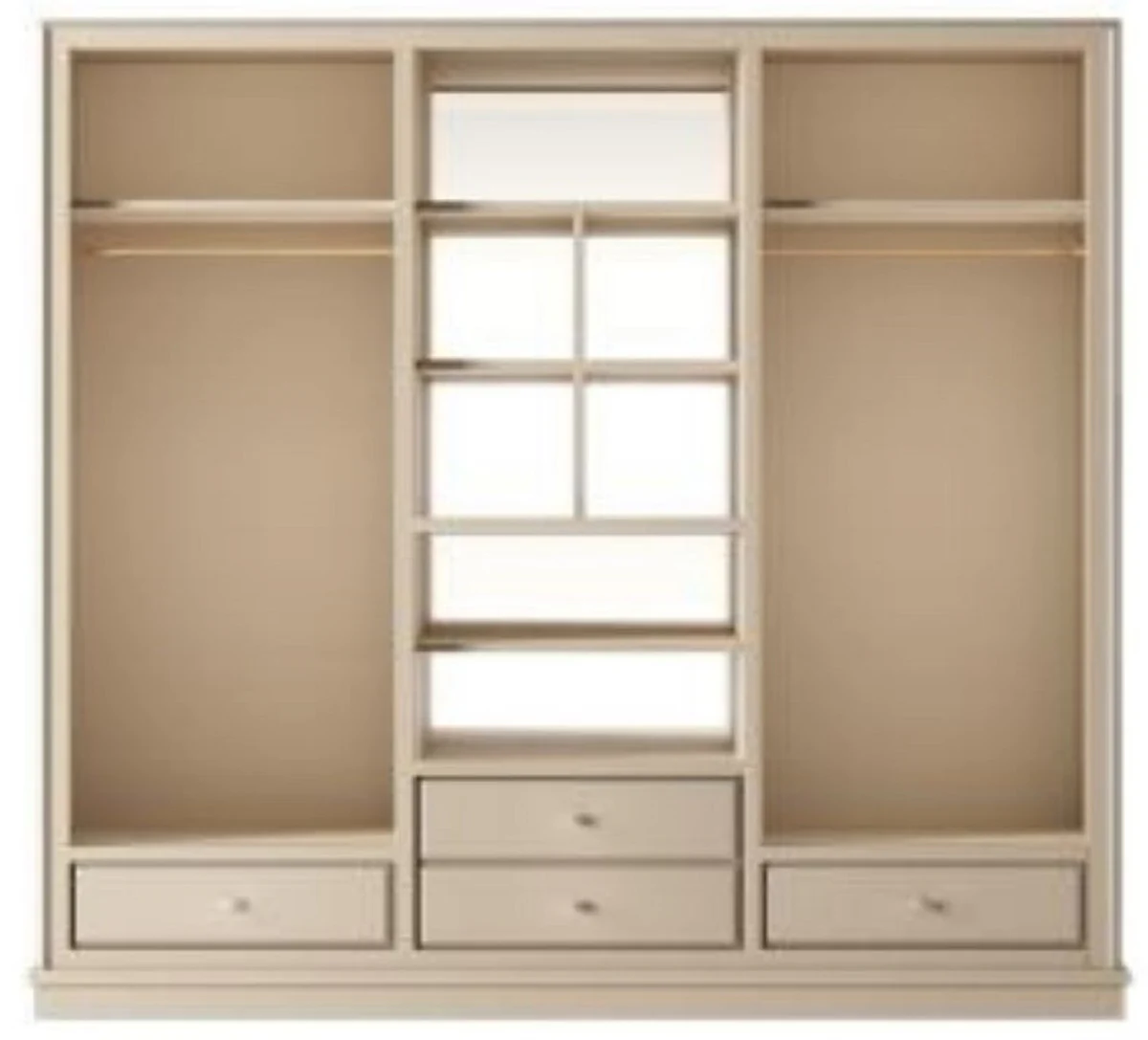 Luxury wardrobe beige 200 x 60 x H. 200 cm - Open bedroom wardrobe - Bedroom furniture - Hotel furniture - Luxury furniture - Luxury furnishings - Bedroom furnishings