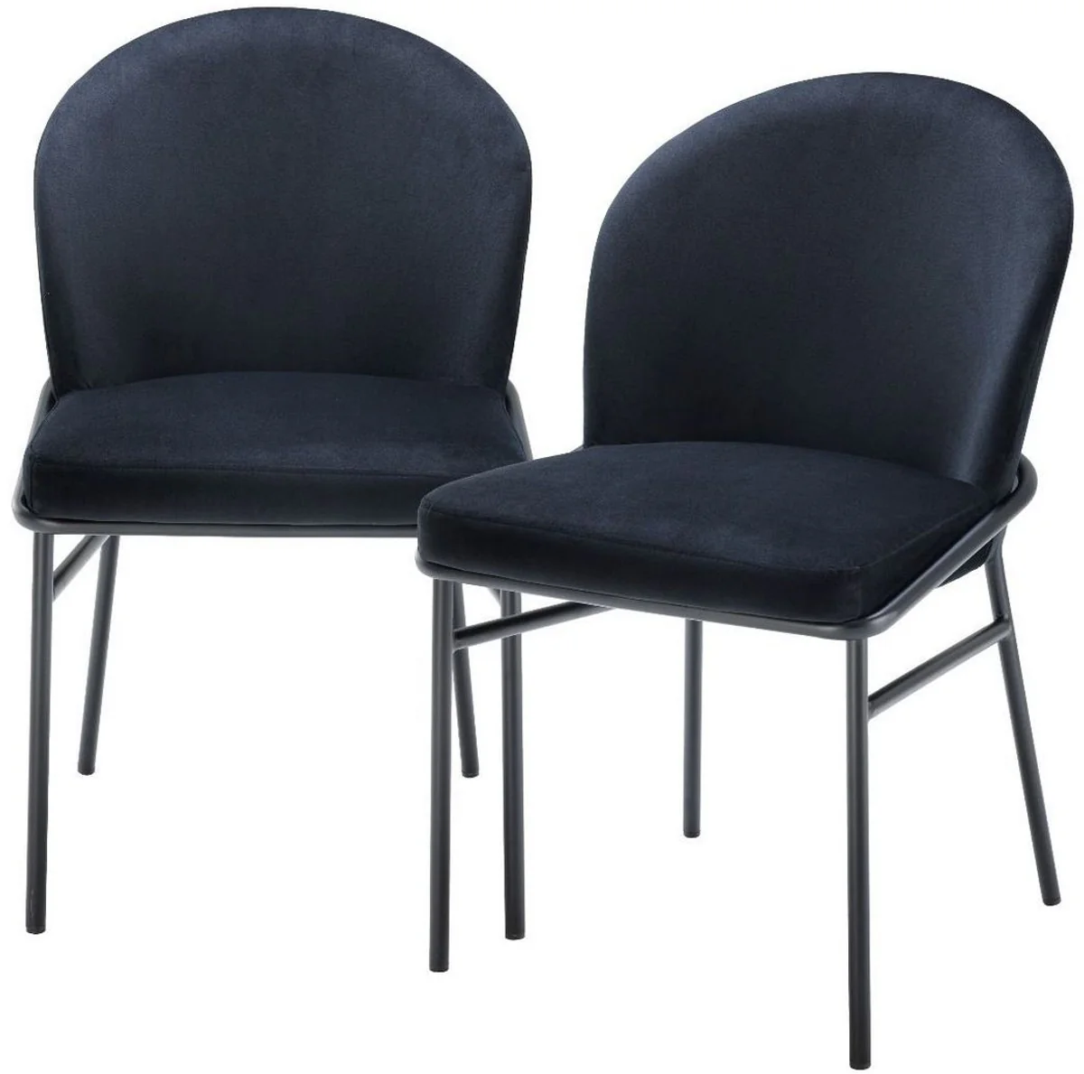 Luxury dining room chairs black 49 x 56 x H. 82 cm - kitchen chairs with elegant velvet fabric - dining room set