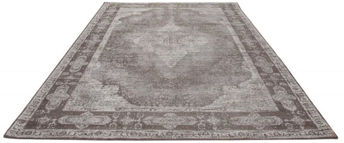 Vintage Wohnzimmer Teppich Hellgrau 160 x 240 cm - Rechteckiger Baumwoll Teppich - Wohnzimmer Deko Accessoires