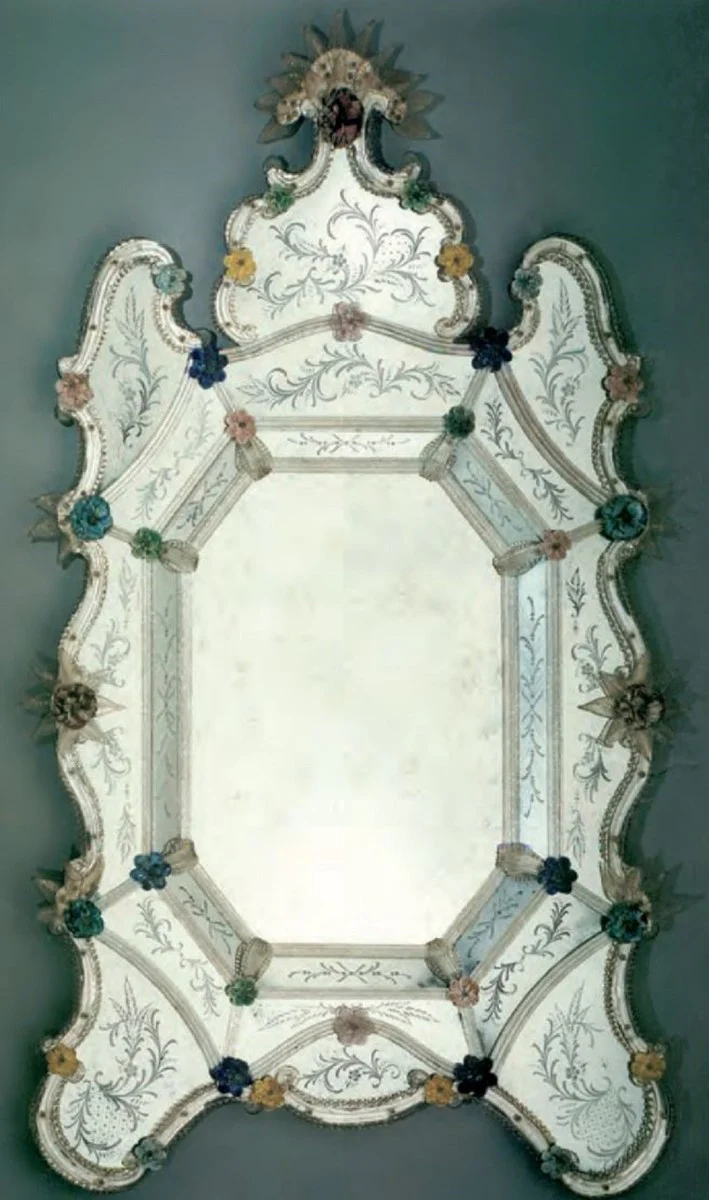 Luxury Baroque Mirror Multicolored - Magnificent Wall Mirror in Venetian Style - Hotel Furniture - Castle Furniture - Baroque Furniture - Luxury Furniture in Baroque Style - Made in Italy