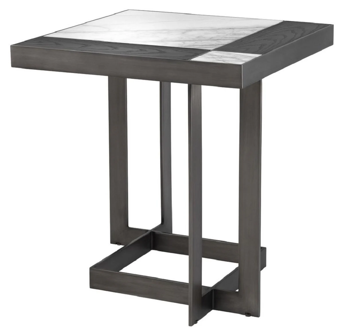 Luxury side table white / purple / mocha 55 x 55 x H. 58 cm - table with marble tops and stainless steel frame - luxury furniture