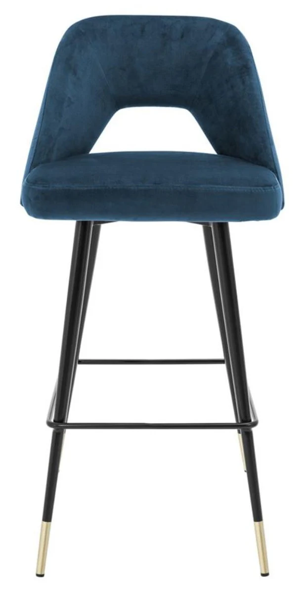 Luxury bar chair blue / black 50 x 50 x H. 100 cm - Luxury bar stool with backrest