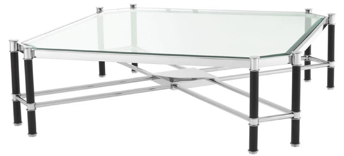 Luxury coffee table silver / black 115 x 115 x H. 35 cm - luxury living room furniture