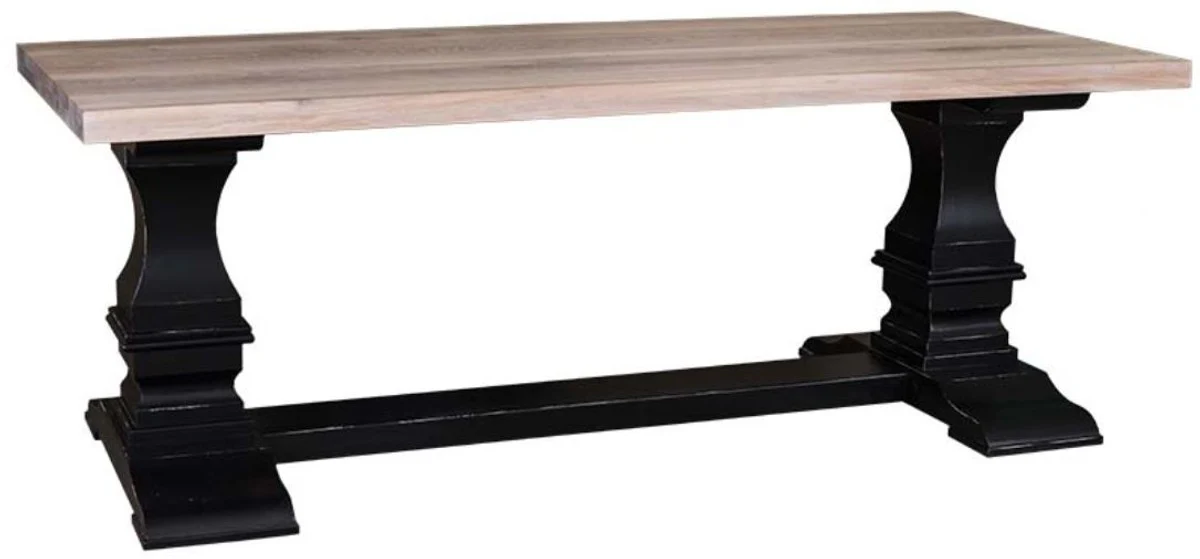 Country house style dining table antique style black / natural color 210 x 90 x H. 78 cm - country house style dining room furniture