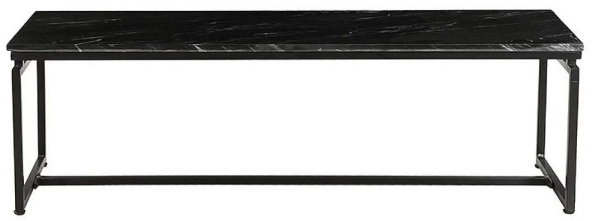 Luxury Coffee Table Set of 2 Black - Metal Living Room Tables with Marble Top - Living Room Furniture - Luxury Furniture