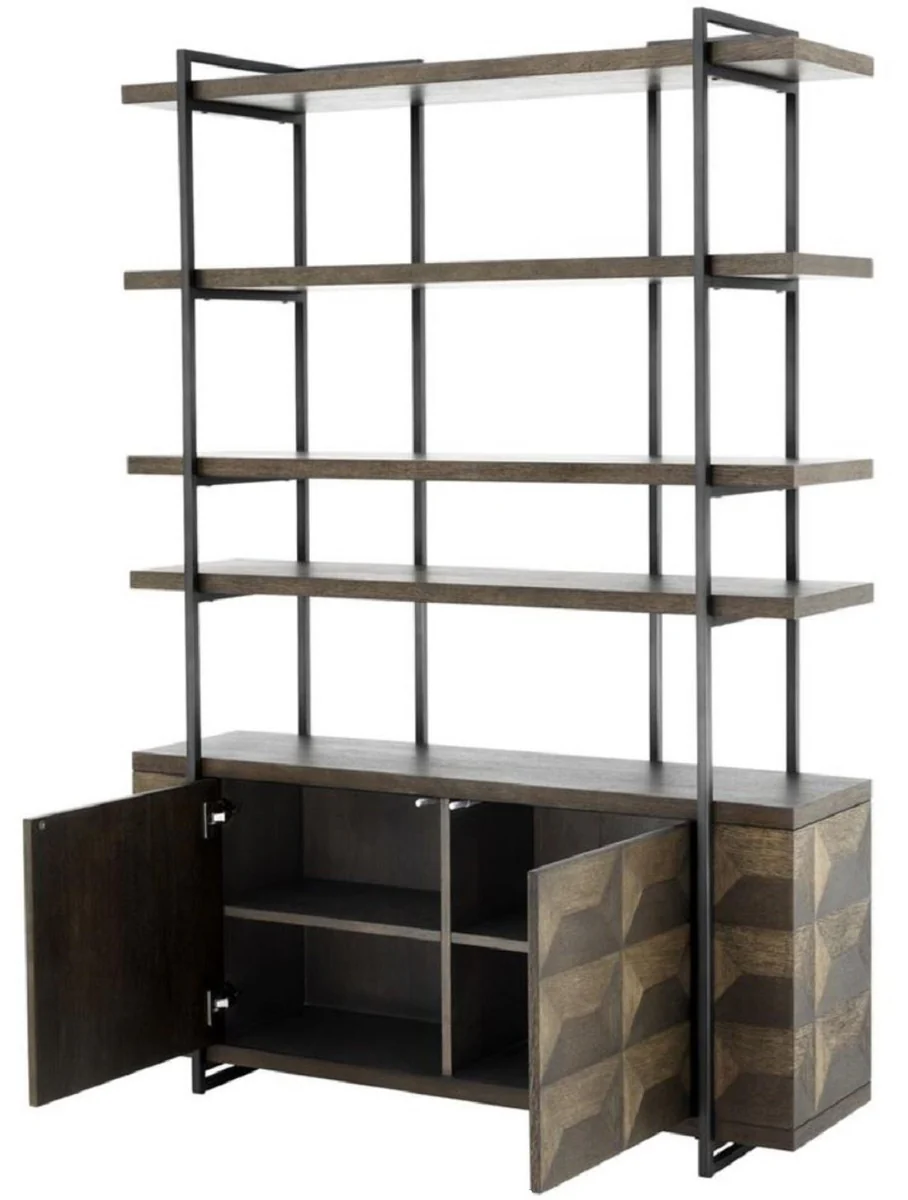 Luxury shelf cabinet with 2 doors brown / bronze 140 x 40 x H. 200 cm - living room cabinet