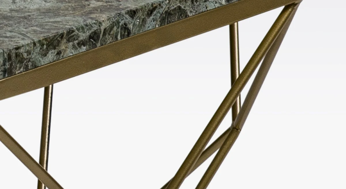 Luxury coffee table gold / green 92 x 92 x H. 40 cm - octagonal living room table with marble top and metal frame - modern living room furniture