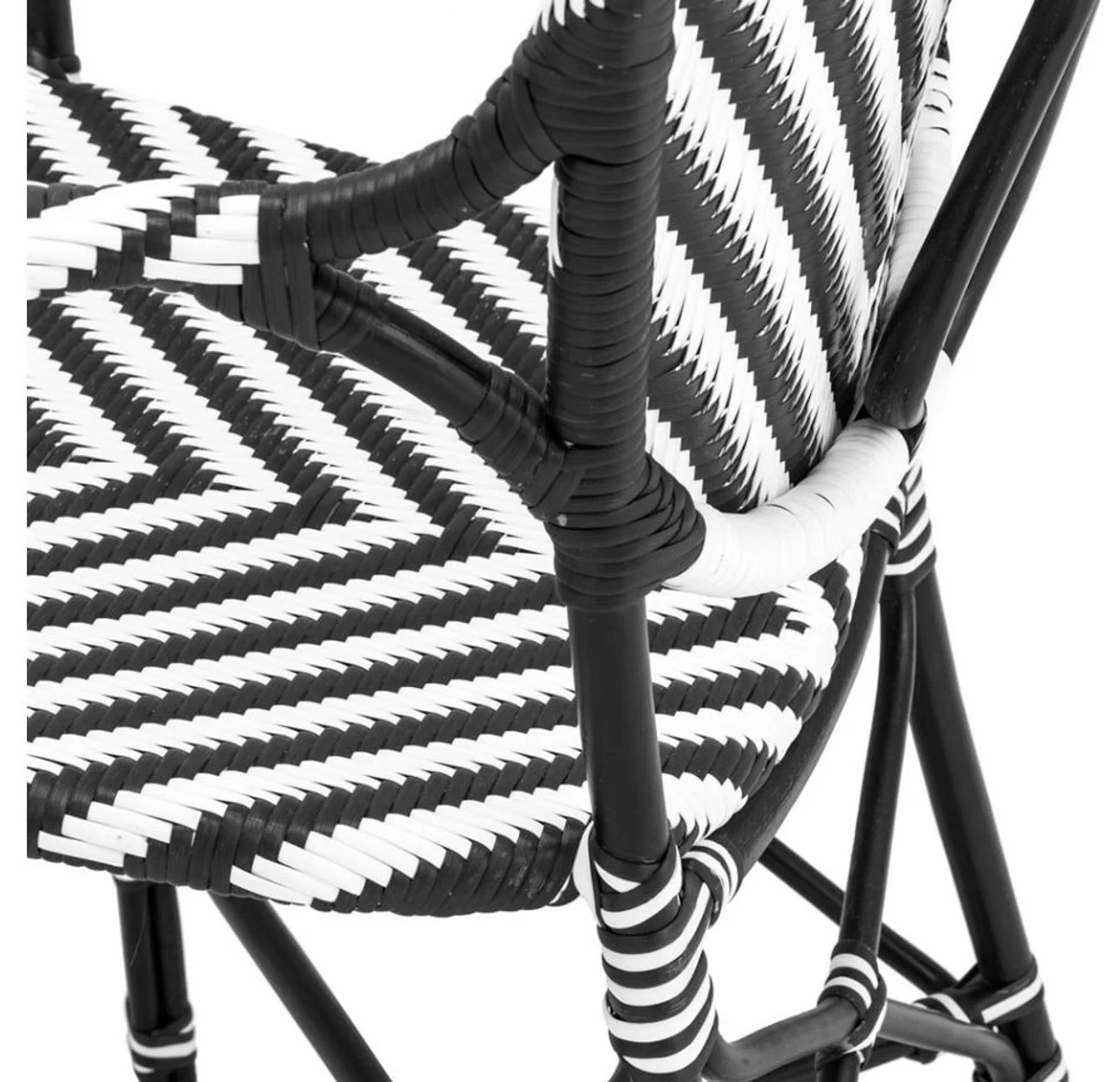 Designer garden chair with armrests black / white - luxury garden furniture