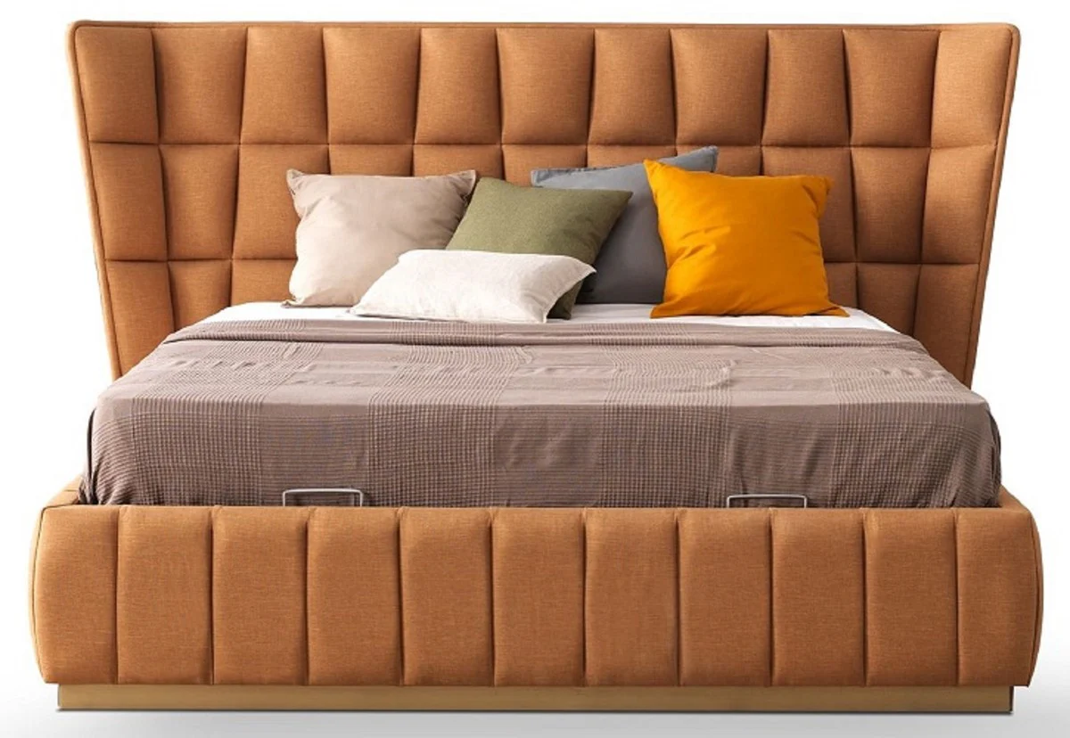 Luxury bedroom set light brown / brown - 1 double bed with headboard & 2 nightstands - Luxury bedroom furniture - Luxury bedroom furnishings