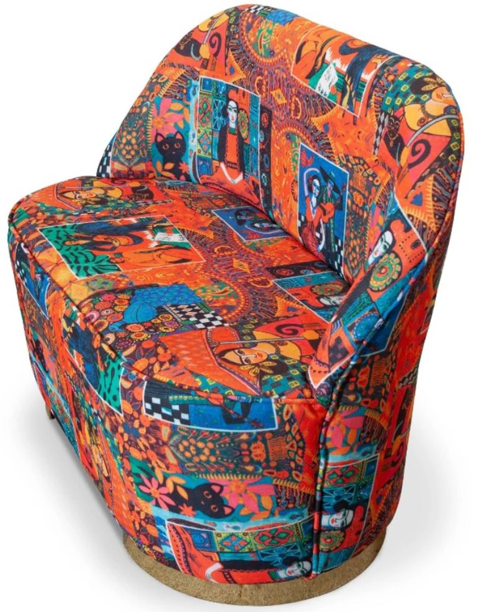 Designer Art Deco Living Room Set Multicolored / Gold - 2 Sofas & 2 Swivel Armchairs - Living Room Furniture - Art Deco Furniture