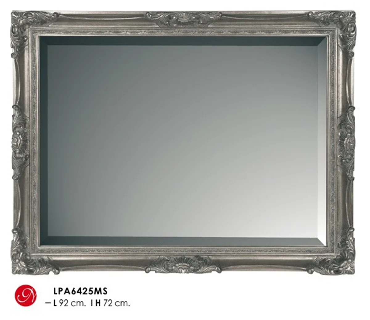 Baroque wall mirror silver H 92 cm W 72 cm - noble & magnificent - mirror silver