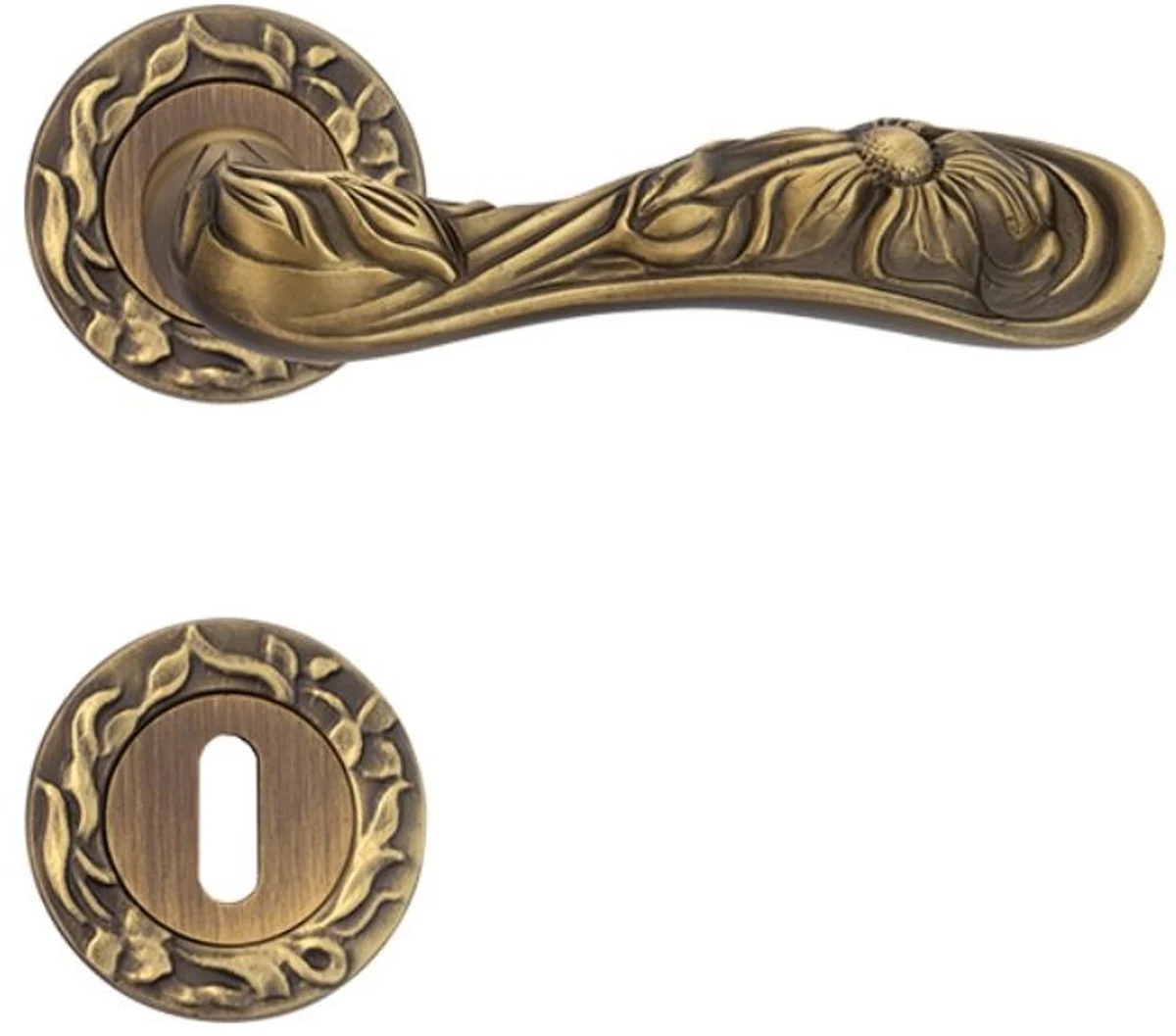 Baroque door handle set brass patinated 14 x H. 5.3 cm - Baroque Hotel & Restaurant Accessories
