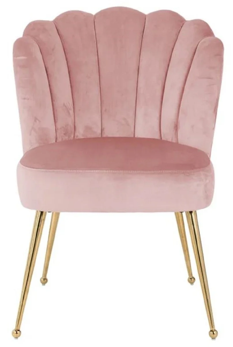 Luxury velvet dining room chair pink / gold 66 x 64 x H. 86 cm - kitchen chair with velvet fabric - dining room furniture - kitchen furniture - luxury furniture