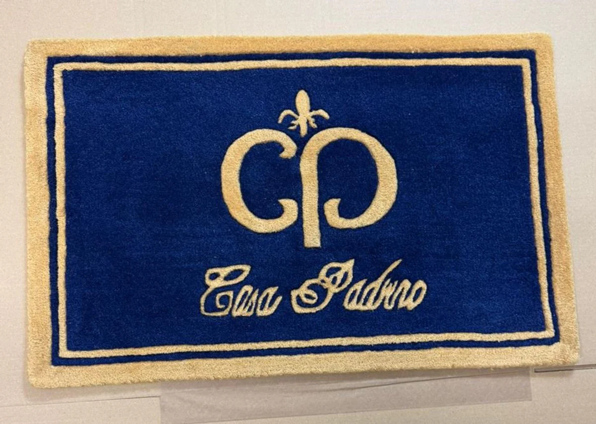 Designer Fußmatte Blau / Gold 80 x 50 cm - Deko Accessoires