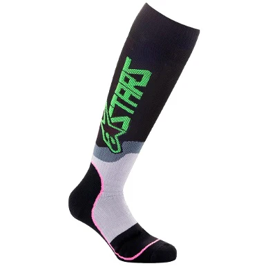 CALCETIN ALPINESTARS MX PLUS2 NEGRO / VERDE