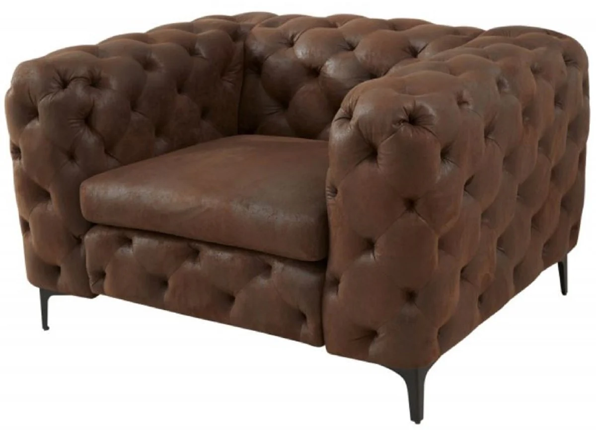 Chesterfield living room armchair antique brown 120 x 100 x H. 70 cm - Chesterfield living room furniture