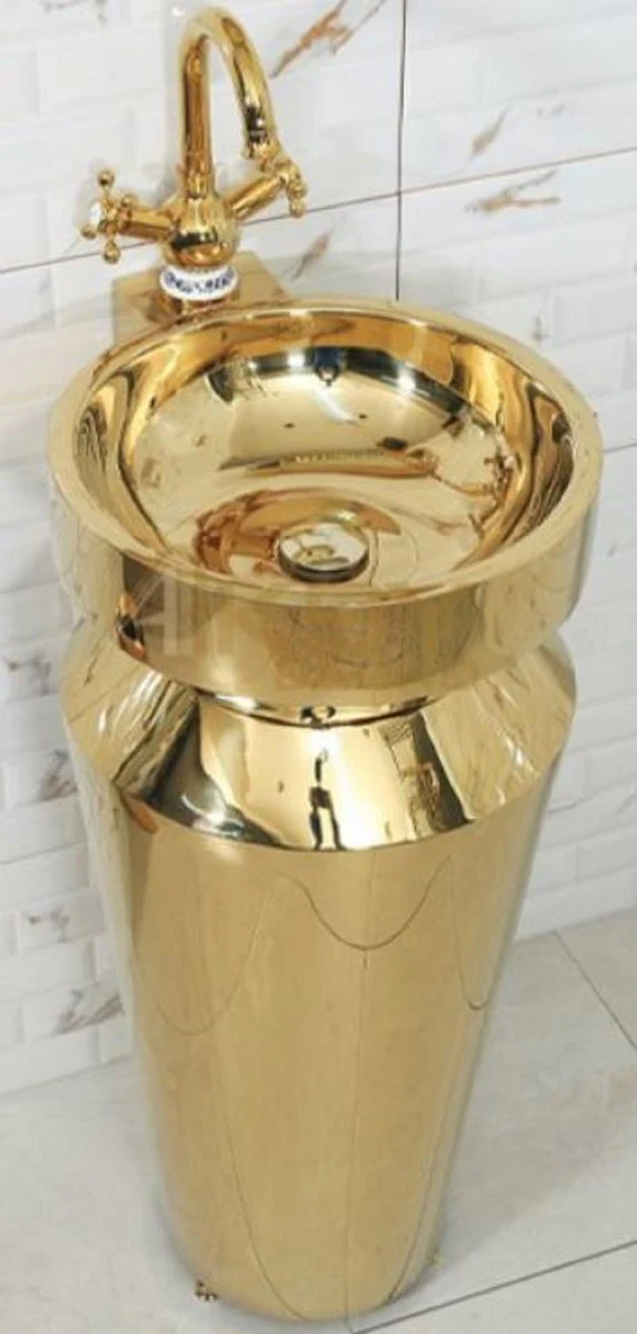 Luxury stainless steel washbasin gold 40 x H. 86 cm - Golden bathroom furniture - Hotel & Restaurant Collection - Luxury quality
