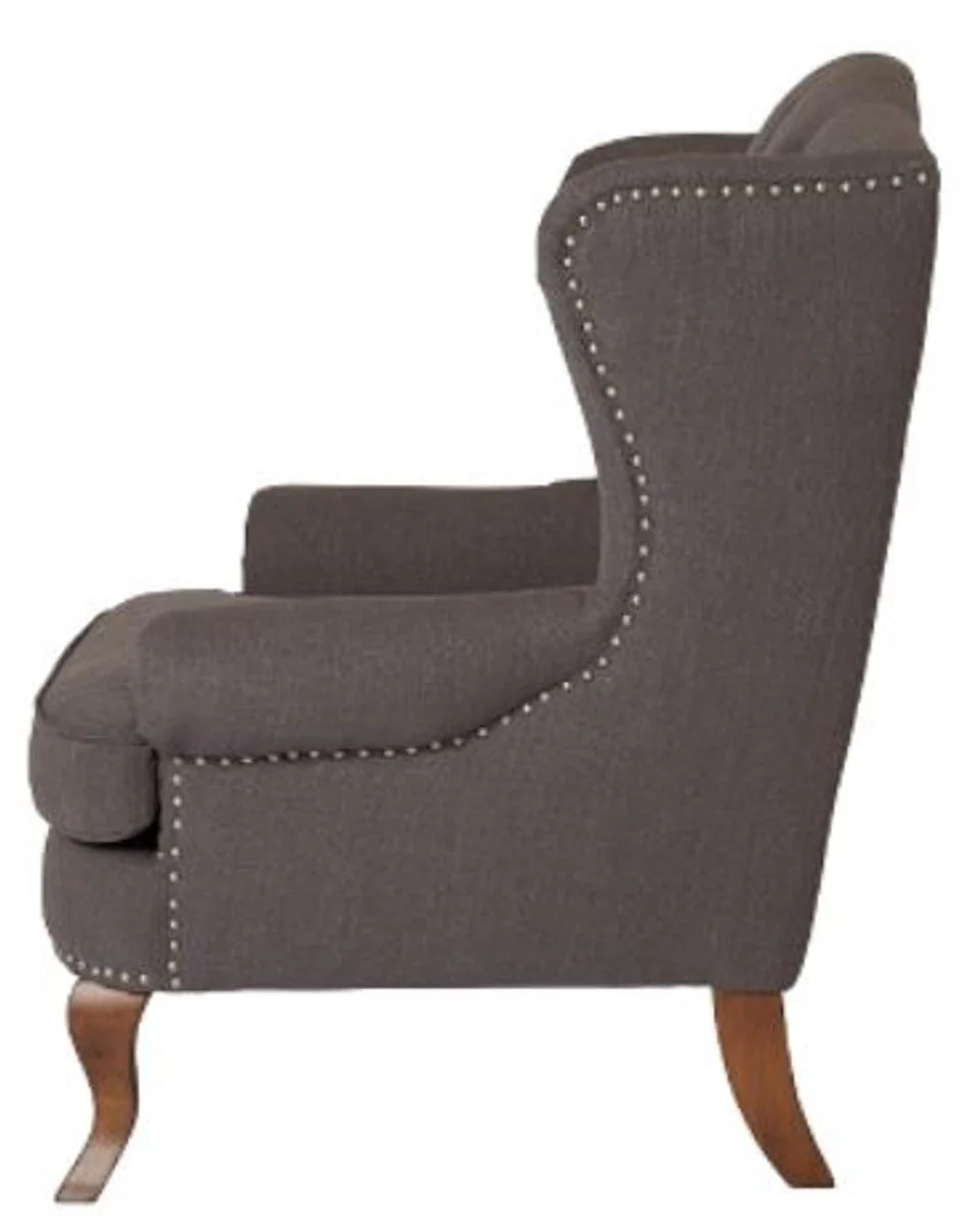 Luxury Chesterfield wing chair dark gray 87 x 89 x H. 109 cm - living room furniture
