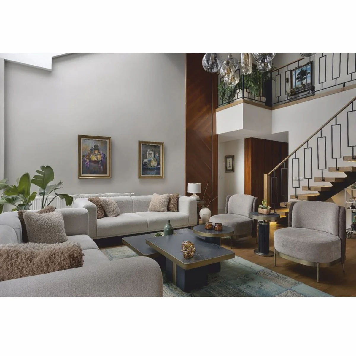 Luxury Sofa Gray / Brass 240 cm - Living Room & Hotel Interior