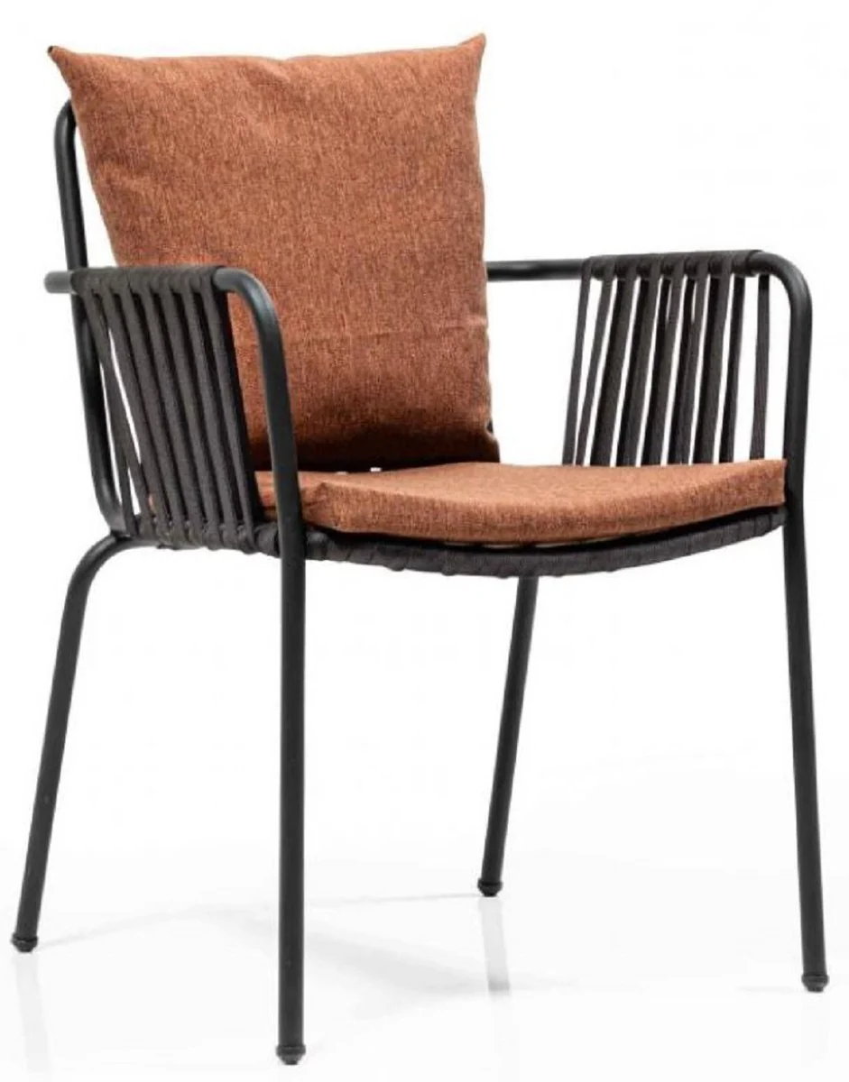 Luxury garden chair set brown / black 50 x 45 x H. 82 cm - Modern garden chairs with armrests - Garden & catering furniture