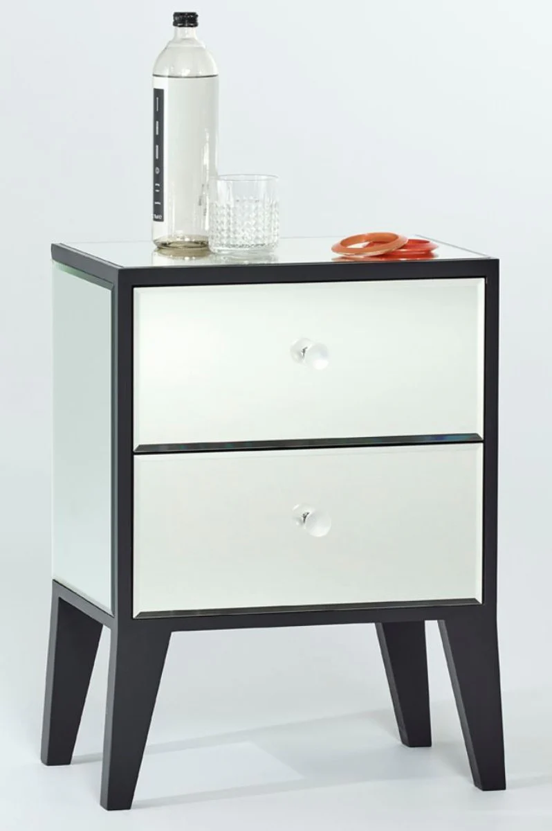 Luxury bedside table with 2 drawers black - luxury bedroom furniture