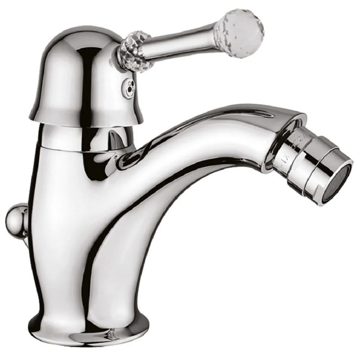 Luxury basin mixer with Swarovski crystal glass silver H. 14 cm - single-lever basin mixer - luxury bathroom accessories