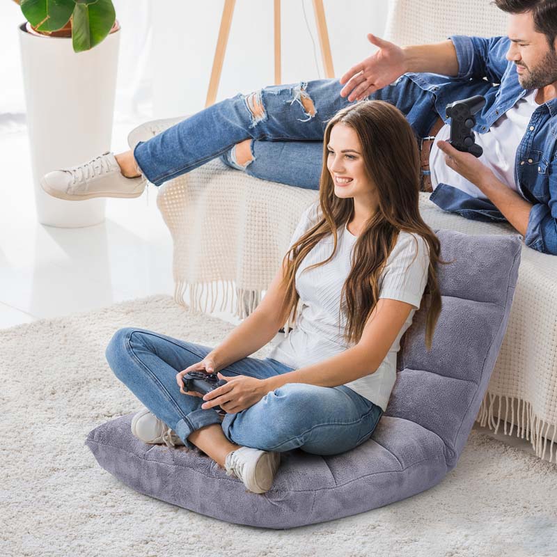 Memory Foam Floor Chair, 14-Position Adjustable Folding Gaming Sofa Chair with Back Support, Chaise Lounge Sofa Bed Recliner