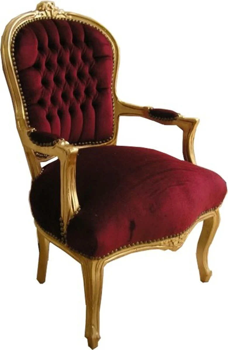 Baroque Salon Chair Bordeaux / Gold - Furniture