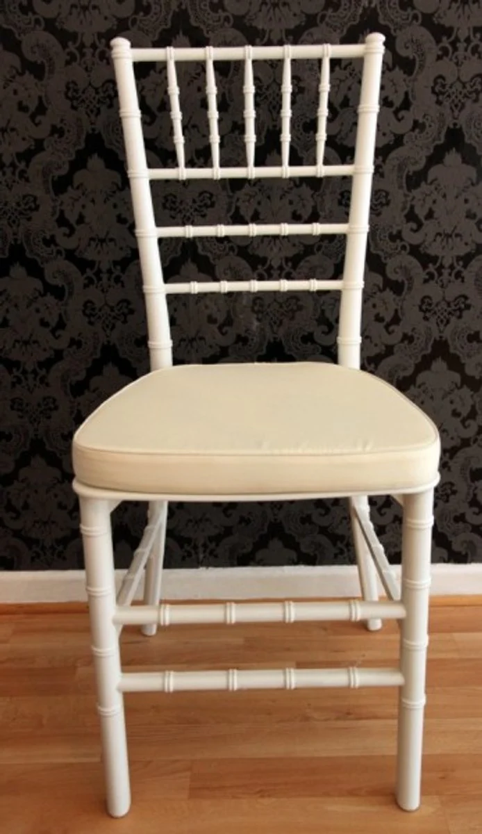 Designer acrylic chair including seat cushion white/cream - Ghost Chair white - Polycarbonate furniture - Acrylic furniture - Ghost chair