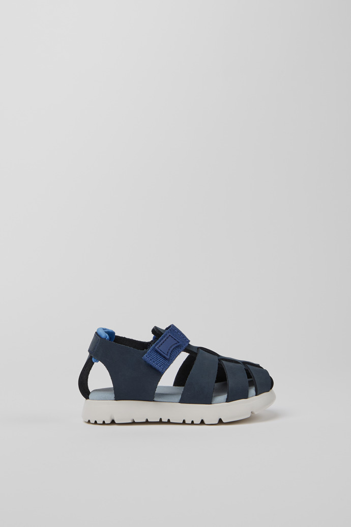 Oruga Blaues Leder und textile Sandalen