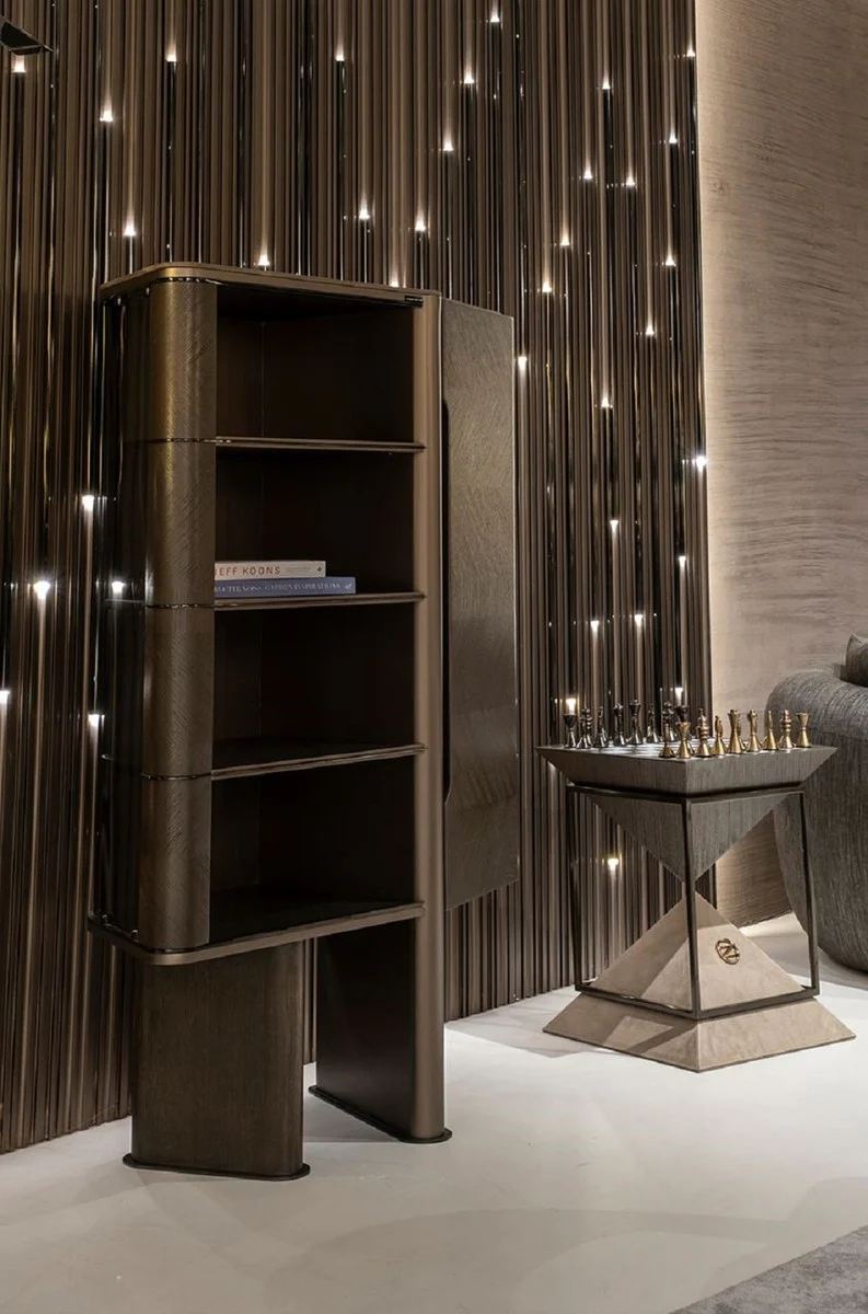 Luxus Vitrine Dunkelbraun / Bronze 105,95 x 48,15 x H. 170 cm - Vitrinenschrank mit Tür - Hotel Möbel - Luxus Möbel - Luxus Kollektion