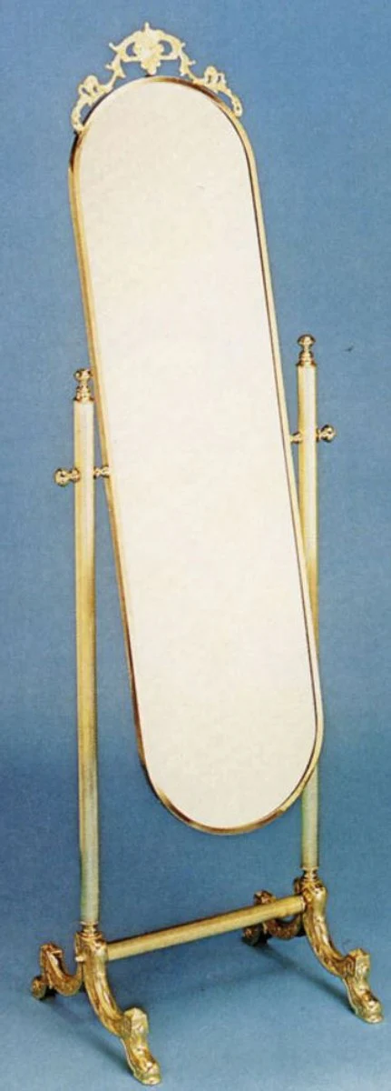 Luxury baroque standing mirror gold 51 x 41 x H. 165 cm - noble brass mirror - bathroom mirror - bedroom mirror - baroque furniture - luxury quality