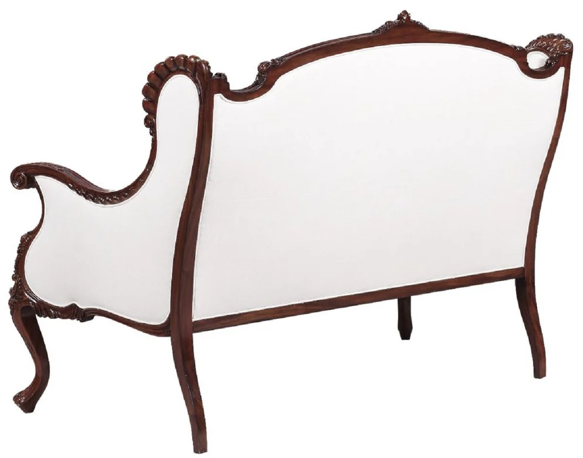 Luxury Baroque Sofa White / Dark Brown - Magnificent Living Room Sofa in Baroque Style - Baroque Living Room Furniture - Noble & Magnificent