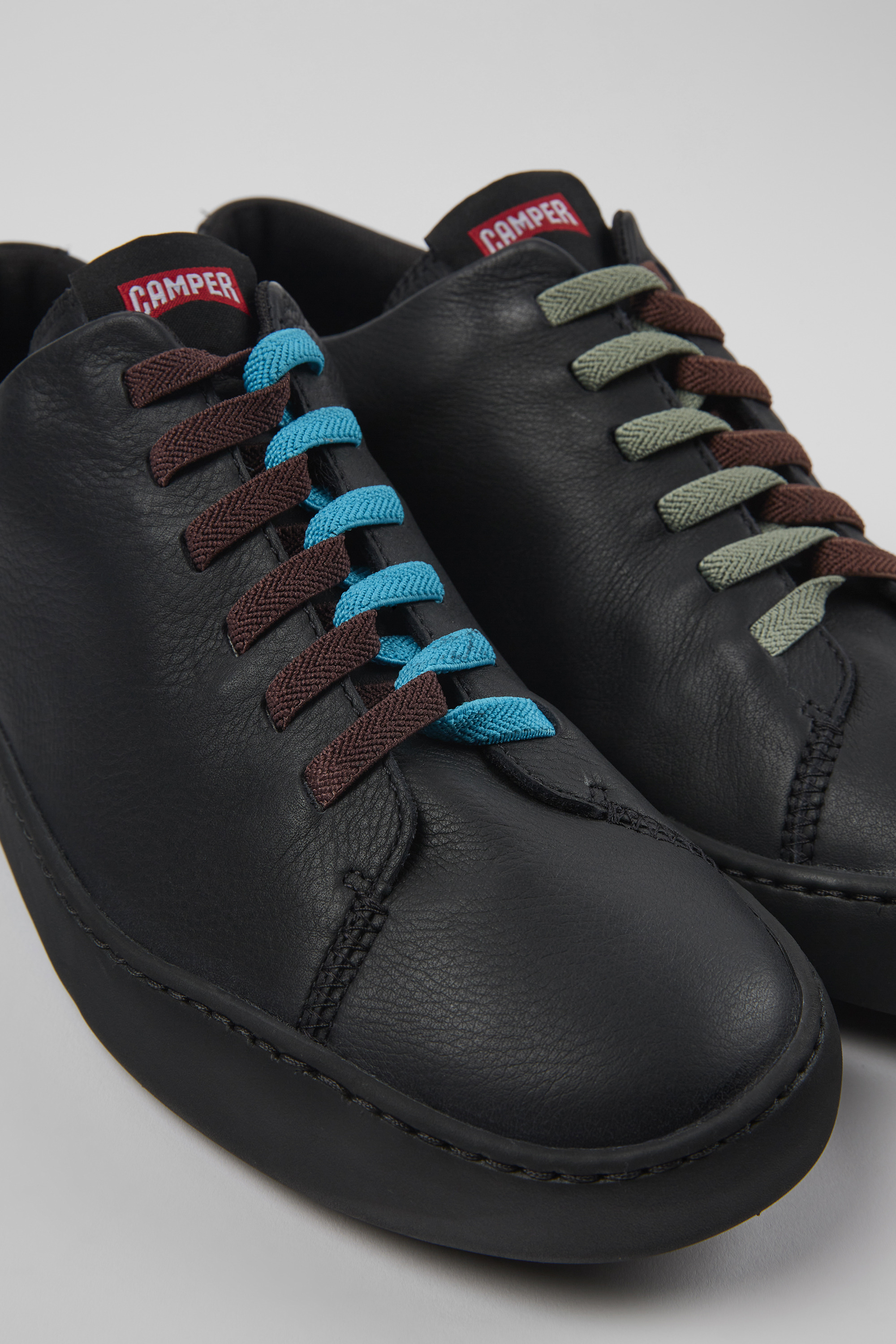 Twins - Schwarze Leder Turnschuhe für Herren