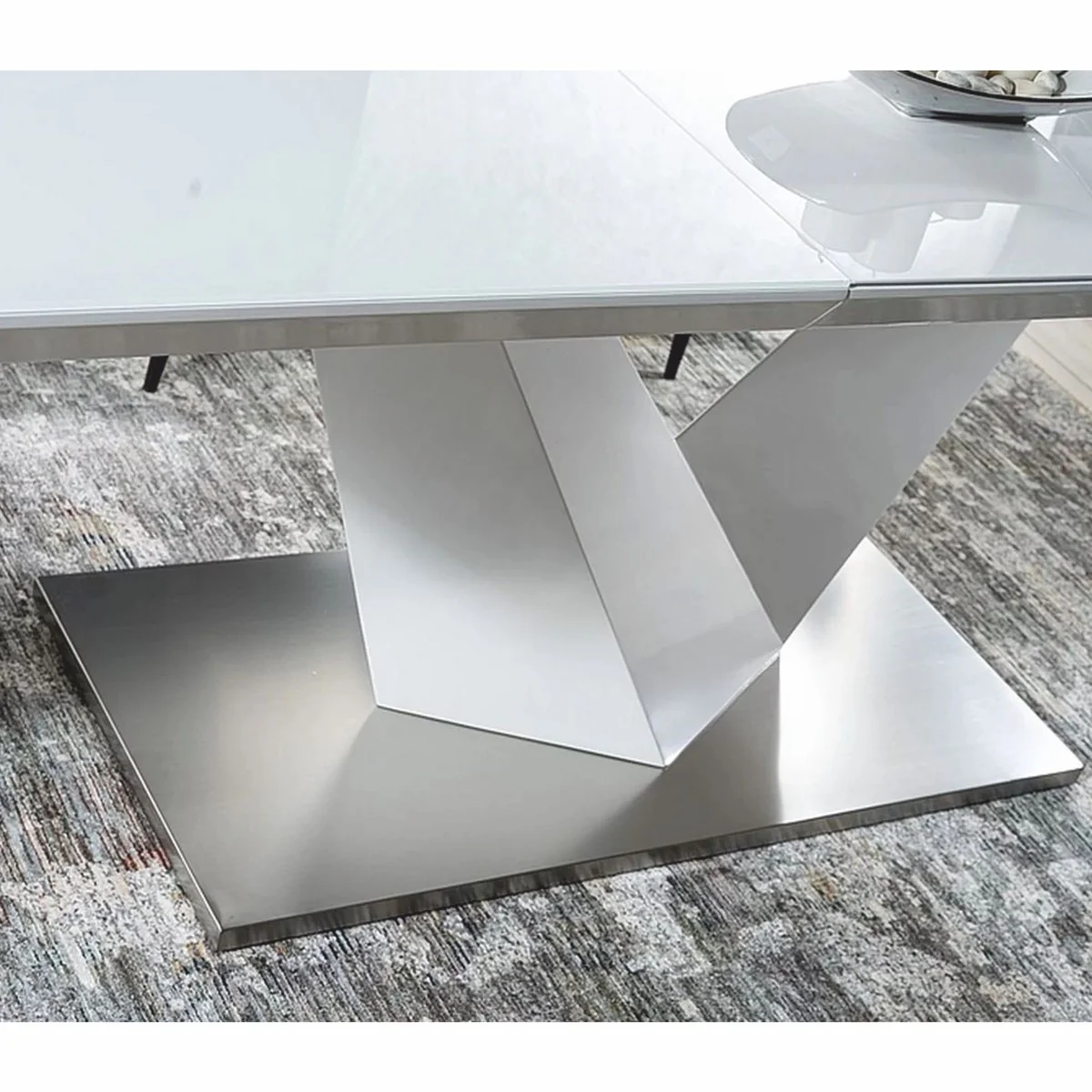 Designer dining table white / silver 160-220 cm - extendable kitchen table