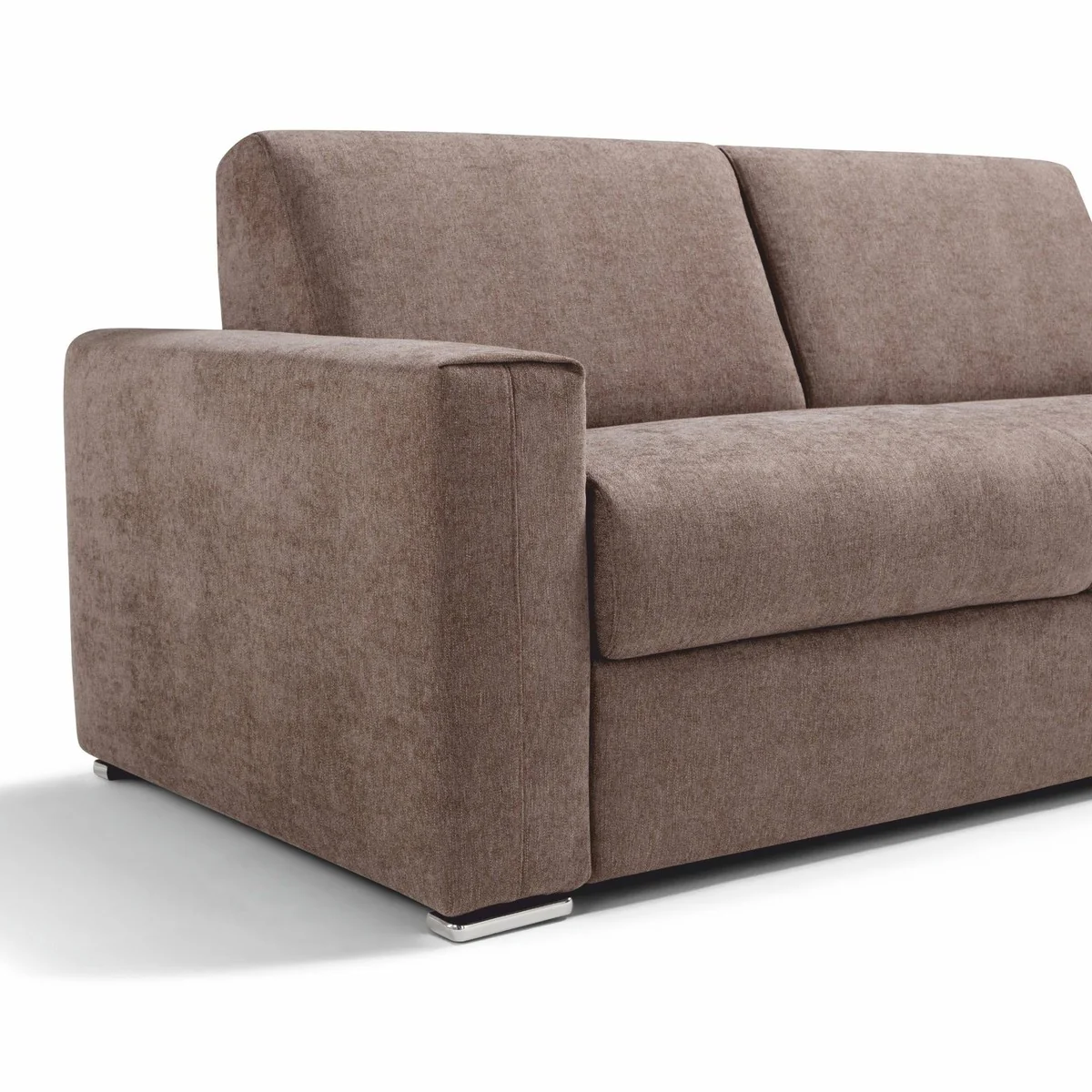 Luxus Schlafsofa Braun / Silber 218 cm - Ausklappbares Wohnzimmer Sofa