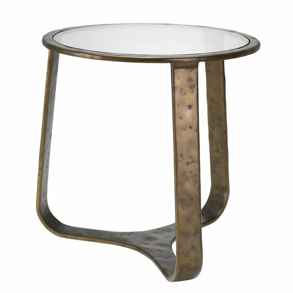 Luxury aluminum side table with glass top bronze Ø 50 cm - living room furniture
